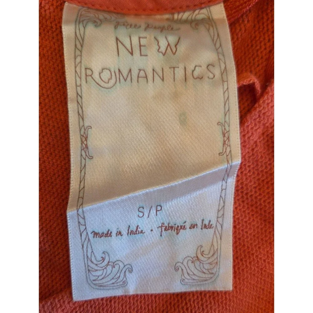 Free People New Romantics Beaded Artisan Gauzy Knit Tunic Top Coral S Crunchy